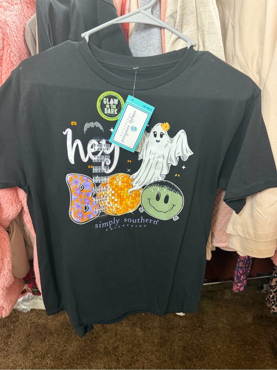 Simply Southern Other - Simply Southern Kids Black Glow-In-The-Dark 'Hey Boo' Halloween Tee
